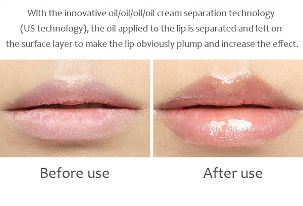 Transparent abundant lip oil moisturizes