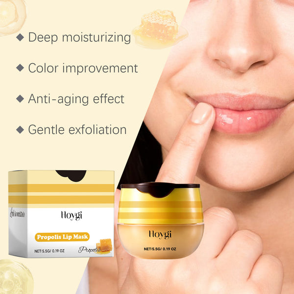 Hoygi Propolis Lip Mask, Fade Lip Lines, Anti-Crack Lip Balm Moisturizing Lip Care Lip Mask